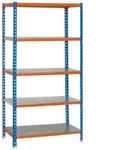 PROREGAL&reg; Schwerlastregal METAL SHARK 180x80x40cm Fachlast 180kg Blau-Orange,