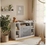 Vicco Wickelkommode Olina, Wei&szlig;/Grau, 138.3 x 93 cm