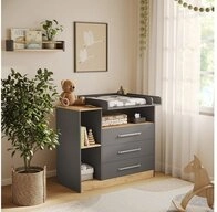 Vicco Wickelkommode Olina, Anthrazit/Goldkraft Eiche, 110 x 93 cm