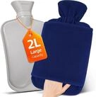 MUPAS W&auml;rmflasche W&auml;rmflasche mit Vliesbezug &ndash; Gro&szlig;e 2L W&auml;rmflasche mit