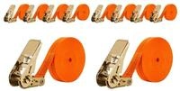 LuxusKollektion Zurrgurt Spanngurt 2 St&uuml;ck mit Ratsche 2,5cm x 8m Orange (4-St)