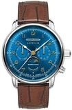 ZEPPELIN Quarzuhr 9636-3, Herrenuhr 100 Jahre Mediterran&eacute;e Mondphase Braun/Blau