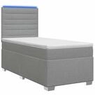vidaXL Bett Boxspringbett mit Matratze Hellgrau 90 x 190 cm Stoff (1-tlg)