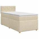 vidaXL Bett Boxspringbett mit Matratze mit Kopfteil Creme 90 x 200 cm Stoff...