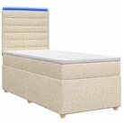 vidaXL Bett Boxspringbett mit Matratze Creme 100 x 200 cm Stoff (1-tlg)