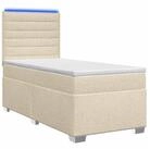 vidaXL Bett Boxspringbett mit Matratze mit Kopfteil Creme 90 x 200 cm Stoff...