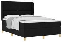 vidaXL Bett Boxspringbett mit Kopfteil Schwarz 190 x 140 cm Stoff (1-tlg)