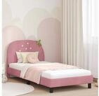 vidaXL Bettgestell vidaXL Kinderbettgestell mit Kopfteil Rosa 90 x 190 cm Samt