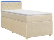 vidaXL Bett Boxspringbett mit Matratze mit Kopfteil Creme 90 x 200 cm Stoff...