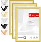LuxusKollektion Bilderrahmen-Set Bilderrahmen A5 Fotorahmen Metall Gold Alu,...
