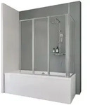 Schulte Badewannenfaltwand Well, Glas, 129 x 140 cm, 3 tlg + Festelement, Klar,