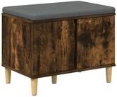 vidaXL Sitzbank 60 x 38 x 46 cm Flurbank mit Kissen mit T&uuml;r Ger&auml;ucherte Eiche