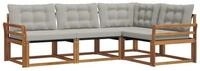 vidaXL Gartenlounge-Set Outdoor-Sofagarnitur 4 stk. Nat&uuml;rlich und Hellgrau,...