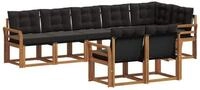 vidaXL Gartenlounge-Set Outdoor-Sofagarnitur 8 stk. Nat&uuml;rlich und Schwarz,...