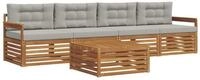 vidaXL Gartenlounge-Set Outdoor-Sofagarnitur 5 stk. Nat&uuml;rlich und Hellgrau,...