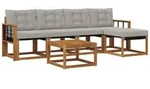 vidaXL Gartenlounge-Set Outdoor-Sofagarnitur 6 stk. Nat&uuml;rlich und Hellgrau,...