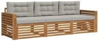 vidaXL Gartenlounge-Set Outdoor-Sofagarnitur 3 stk. Nat&uuml;rlich und Hellgrau,...