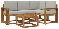 vidaXL Gartenlounge-Set Outdoor-Sofagarnitur 5 stk. Nat&uuml;rlich und Hellgrau,...