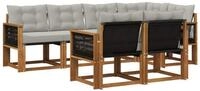 vidaXL Gartenlounge-Set Outdoor-Sofagarnitur 7 stk. Nat&uuml;rlich und Hellgrau,...