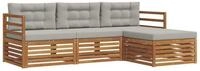 vidaXL Gartenlounge-Set Outdoor-Sofagarnitur 4 stk. Nat&uuml;rlich und Hellgrau,...