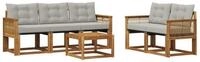 vidaXL Gartenlounge-Set Outdoor-Sofagarnitur 6 stk. Nat&uuml;rlich und Hellgrau,...