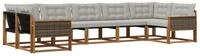 vidaXL Gartenlounge-Set Outdoor-Sofagarnitur 7 stk. Nat&uuml;rlich und Hellgrau,...