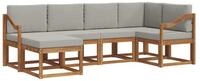 vidaXL Gartenlounge-Set Outdoor-Sofagarnitur 6 stk. Nat&uuml;rlich und Hellgrau,...