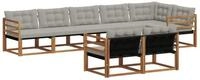 vidaXL Gartenlounge-Set Outdoor-Sofagarnitur 8 stk. Nat&uuml;rlich und Hellgrau,...