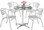 Mojawo Essgruppe Bistrogarnitur 5-teilig Aluminium - Edelstahl silberfarben