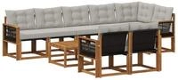 vidaXL Gartenlounge-Set Outdoor-Sofagarnitur 9 stk. Nat&uuml;rlich und Hellgrau,...
