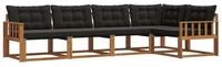 vidaXL Gartenlounge-Set Outdoor-Sofagarnitur 5 stk. Nat&uuml;rlich und Schwarz,...
