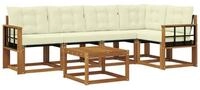 vidaXL Gartenlounge-Set Outdoor-Sofagarnitur 6 stk. Natur und Creme, (6-tlg)