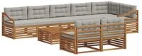 vidaXL Gartenlounge-Set Outdoor-Sofagarnitur 9 stk. Nat&uuml;rlich und Hellgrau,...