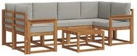 vidaXL Gartenlounge-Set Outdoor-Sofagarnitur 7 stk. Nat&uuml;rlich und Hellgrau,...