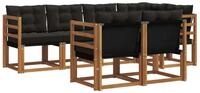 vidaXL Gartenlounge-Set Outdoor-Sofagarnitur 7 stk. Nat&uuml;rlich und Schwarz,...