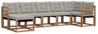 vidaXL Gartenlounge-Set Outdoor-Sofagarnitur 7 stk. Nat&uuml;rlich und Hellgrau,...