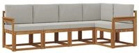 vidaXL Gartenlounge-Set Outdoor-Sofagarnitur 5 stk. Nat&uuml;rlich und Hellgrau,...