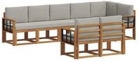 vidaXL Gartenlounge-Set Outdoor-Sofagarnitur 8 stk. Nat&uuml;rlich und Hellgrau,...