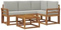 vidaXL Gartenlounge-Set Outdoor-Sofagarnitur 5 stk. Nat&uuml;rlich und Hellgrau,...