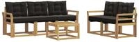 vidaXL Gartenlounge-Set Outdoor-Sofagarnitur 6 stk. Wei&szlig; und Schwarz, (6-tlg)