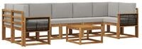 vidaXL Gartenlounge-Set Outdoor-Sofagarnitur 6 stk. Nat&uuml;rlich und Hellgrau,...