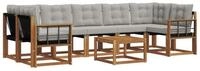 vidaXL Gartenlounge-Set Outdoor-Sofagarnitur 8 stk. Nat&uuml;rlich und Hellgrau,...