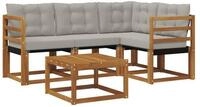 vidaXL Gartenlounge-Set Outdoor-Sofagarnitur 5 stk. Nat&uuml;rlich und Hellgrau,...