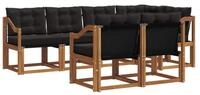 vidaXL Gartenlounge-Set Outdoor-Sofagarnitur 7 stk. Nat&uuml;rlich und Schwarz,...