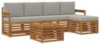 vidaXL Gartenlounge-Set Outdoor-Sofagarnitur 6 stk. Nat&uuml;rlich und Hellgrau,...