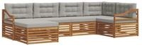 vidaXL Gartenlounge-Set Outdoor-Sofagarnitur 6 stk. Nat&uuml;rlich und Hellgrau,...