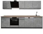 Vicco K&uuml;chenzeile R-Line, Beton/Anthrazit, 280 cm Arbeitsplatte Goldkraft...