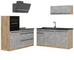 Vicco K&uuml;chenzeile R-Line, Beton/Goldkraft Eiche, 160 cm Arbeitsplatte...