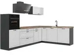 Vicco Winkelk&uuml;che R-Line, Wei&szlig; Landhaus/Anthrazit, 287 x cm Arbeitsplatte...