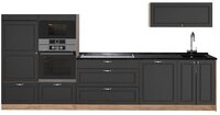 Vicco K&uuml;chenzeile Fame-Line, Anthrazit-Gold Landhaus/Goldkraft Eiche, 340 cm...